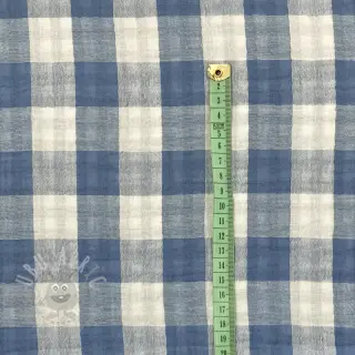 Dubbelgasväv/muslin Double sided CHECKS MINI indigo