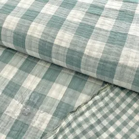 Dubbelgasväv/muslin Double sided CHECKS MINI green