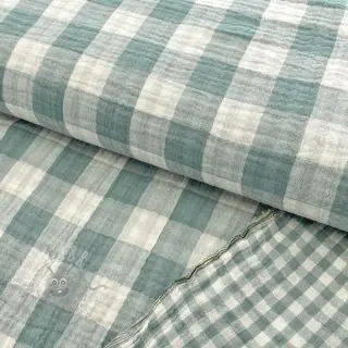 Dubbelgasväv/muslin Double sided CHECKS MINI green