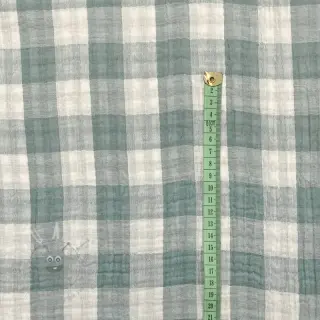 Dubbelgasväv/muslin Double sided CHECKS MINI green