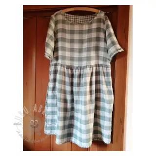 Dubbelgasväv/muslin Double sided CHECKS MINI green