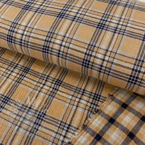 Dubbelgasväv/muslin Double sided CHECKS multicolour brown