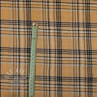 Dubbelgasväv/muslin Double sided CHECKS multicolour brown