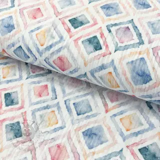 Dubbelgasväv/muslin Geo watercolour blue digital print