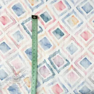 Dubbelgasväv/muslin Geo watercolour blue digital print