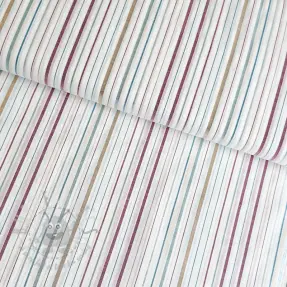 Bomullstyg LUREX stripes white