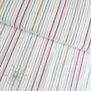 Bomullstyg LUREX stripes white