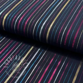 Bomullstyg LUREX stripes navy