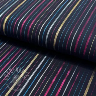 Bomullstyg LUREX stripes navy