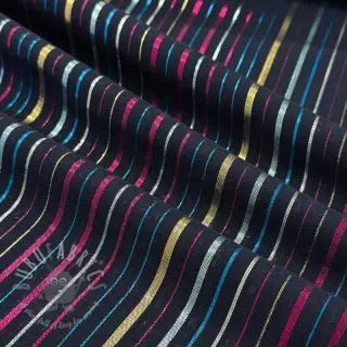 Bomullstyg LUREX stripes navy