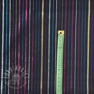 Bomullstyg LUREX stripes navy