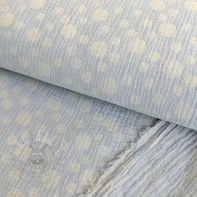 Dubbelgasväv/muslin JACQUARD Dots light blue