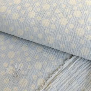 Dubbelgasväv/muslin JACQUARD Dots light blue