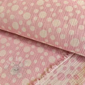 Dubbelgasväv/muslin JACQUARD Dots pink