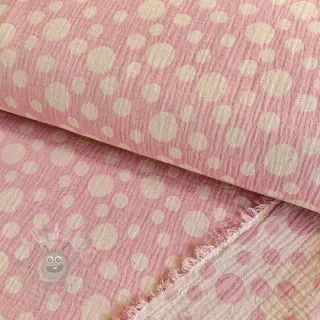 Dubbelgasväv/muslin JACQUARD Dots pink