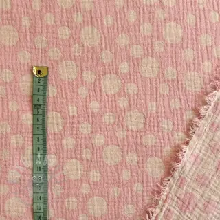 Dubbelgasväv/muslin JACQUARD Dots pink