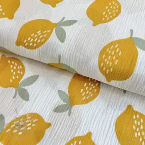 Dubbelgasväv/muslin Lemons white