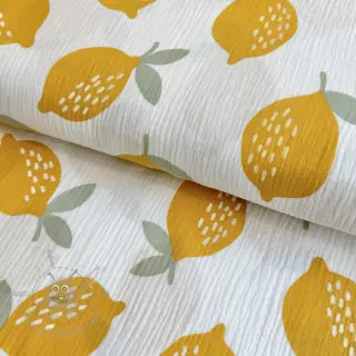 Dubbelgasväv/muslin Lemons white