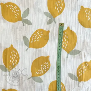 Dubbelgasväv/muslin Lemons white