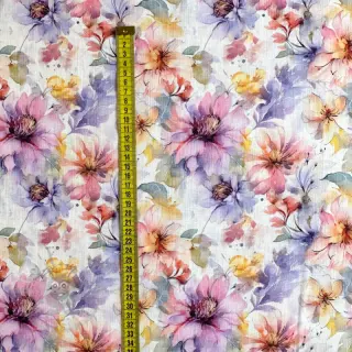 Lin med bomull Peony roses RAMIE light pink digital print