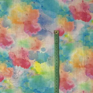Lin med bomull Abstract flowers RAMIE blue digital print