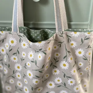 Dekorationstyg Linenlook Daisy sweet field