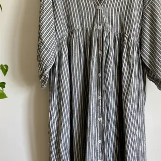Lin med bomull Lira big stripe black
