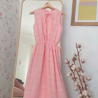 Dubbelgasväv/muslin Double sided CHECKS MINI old rose