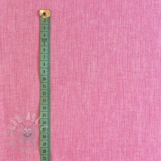Lin med bomull Fishbone fuchsia