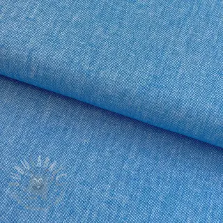 Lin med bomull Fishbone cobalt
