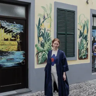 Bomullspoplin navy