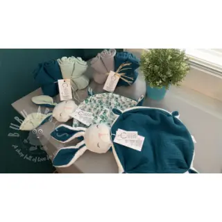 Dubbelgasväv/muslin dark cyan