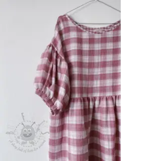 Dubbelgasväv/muslin Double sided CHECKS MINI mauve