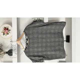 Dubbelgasväv/muslin Double sided CHECKS MINI black