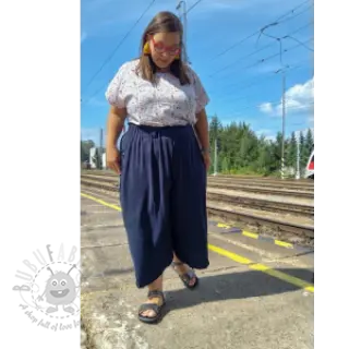 Viskos med lin CRINCLE navy