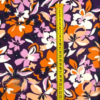 Sweatshirttyg Bright flowers design purple ochre