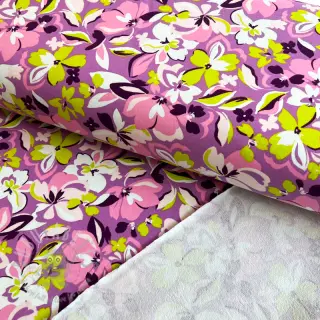 Sweatshirttyg Bright flowers design pink lime