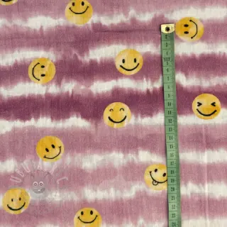 Dubbelgasväv/muslin Happy faces blush digital print