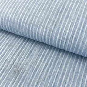 Dubbelgasväv/muslin YARN DYED Stripes light blue