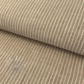 Dubbelgasväv/muslin YARN DYED Stripes taupe
