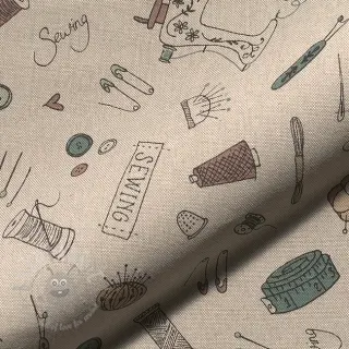 Dekorationstyg Linenlook Sewing Doodle Craft