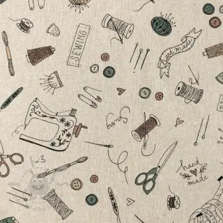 Dekorationstyg Linenlook Sewing Doodle Craft