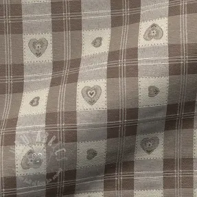 Dekorationstyg jacquard DOUBLE FACE Landhaus Heart Check taupe