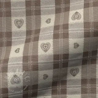 Dekorationstyg jacquard DOUBLE FACE Landhaus Heart Check taupe