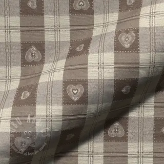 Dekorationstyg jacquard DOUBLE FACE Landhaus Heart Check taupe