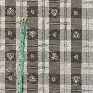 Dekorationstyg jacquard DOUBLE FACE Landhaus Heart Check taupe
