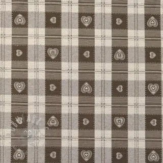 Dekorationstyg jacquard DOUBLE FACE Landhaus Heart Check taupe