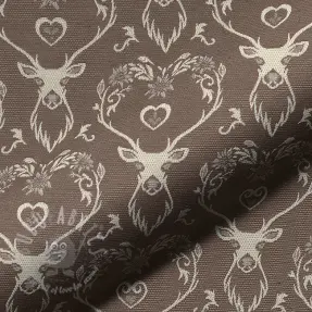 Dekorationstyg jacquard DOUBLE FACE Landhaus Deer Heart taupe