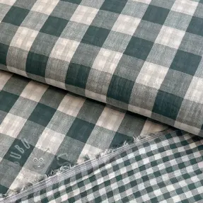 Dubbelgasväv/muslin Double sided CHECKS MINI cyan