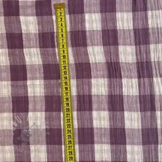 Dubbelgasväv/muslin Double sided CHECKS MINI grape